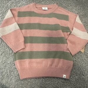 Easy Peasy Striped Pink and Green Kids Sweater